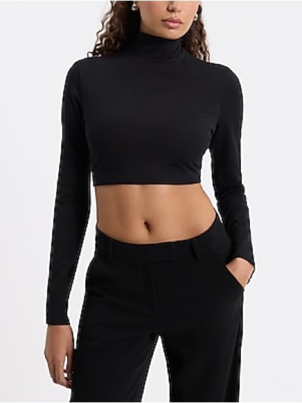 NWOT EXPRESS Body Contour Light Compression Turtleneck Long Sleeve Cropped Tee